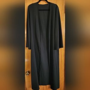 Used Handmade Sheer Black Open Abaya / Kimono - L